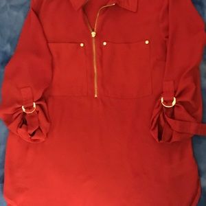 Michael Kors Long Sleeve Rust Top